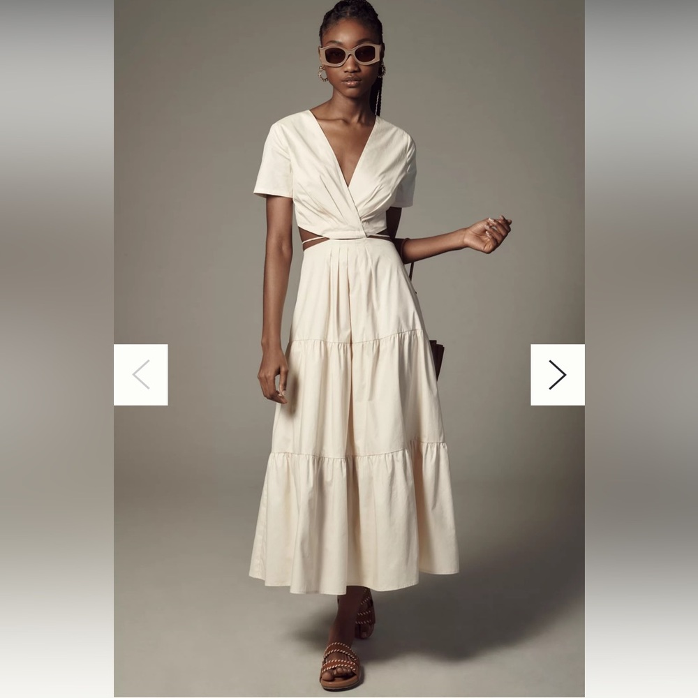 Elegant Cream Wrap Dress